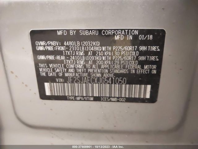 Photo 8 VIN: JF2SJAECXJG541050 - SUBARU FORESTER 