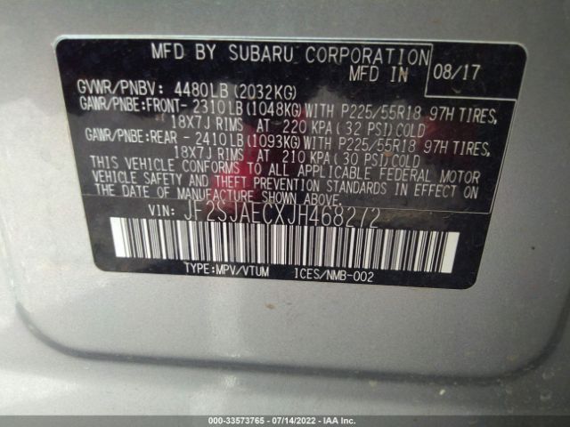 Photo 8 VIN: JF2SJAECXJH468272 - SUBARU FORESTER 