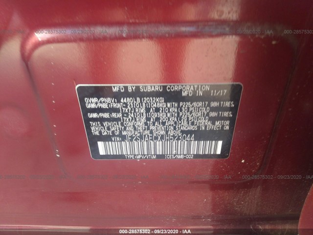 Photo 8 VIN: JF2SJAECXJH523044 - SUBARU FORESTER 