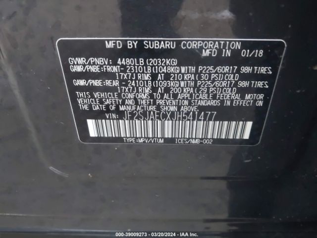 Photo 8 VIN: JF2SJAECXJH541477 - SUBARU FORESTER 