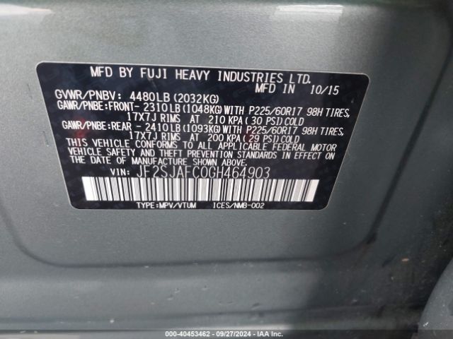 Photo 8 VIN: JF2SJAFC0GH464903 - SUBARU FORESTER 