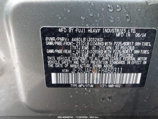 Photo 8 VIN: JF2SJAFC1FH460311 - SUBARU FORESTER 