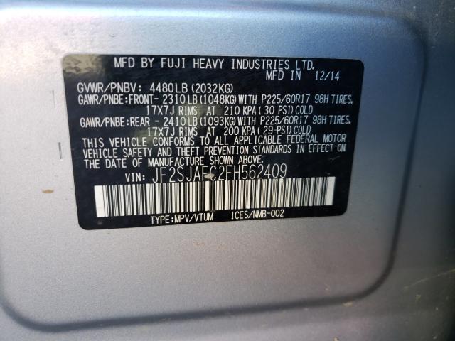 Photo 9 VIN: JF2SJAFC2FH562409 - SUBARU FORESTER 2 