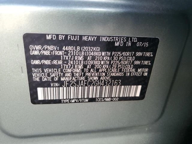 Photo 13 VIN: JF2SJAFC2GH432163 - SUBARU FORESTER 2 