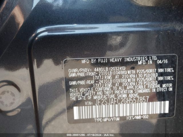 Photo 8 VIN: JF2SJAFC2GH557857 - SUBARU FORESTER 