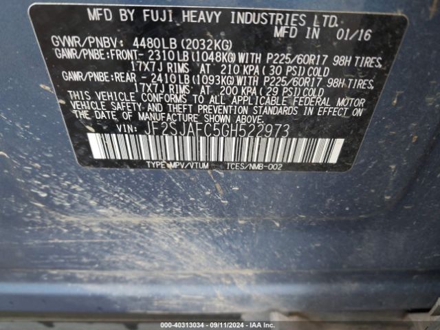 Photo 8 VIN: JF2SJAFC5GH522973 - SUBARU FORESTER 