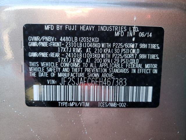 Photo 9 VIN: JF2SJAFC6FH467383 - SUBARU FORESTER 2 