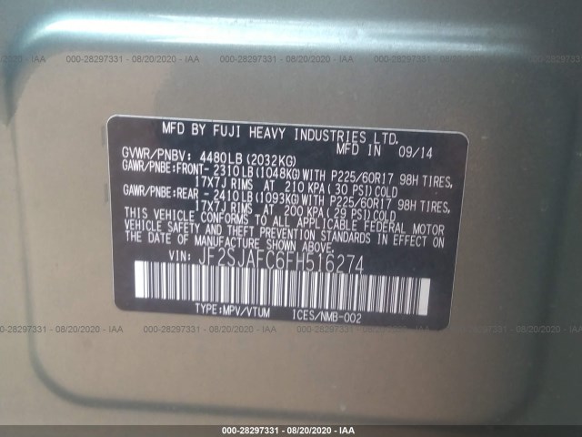 Photo 8 VIN: JF2SJAFC6FH516274 - SUBARU FORESTER 