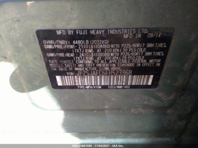 Photo 8 VIN: JF2SJAFC6FH523368 - SUBARU FORESTER 