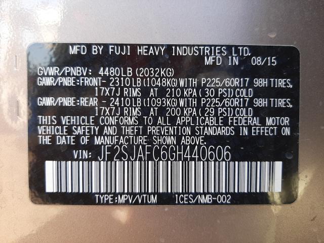 Photo 9 VIN: JF2SJAFC6GH440606 - SUBARU FORESTER 2 