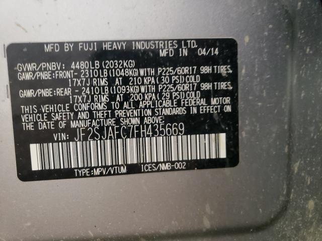 Photo 9 VIN: JF2SJAFC7FH435669 - SUBARU FORESTER 2 