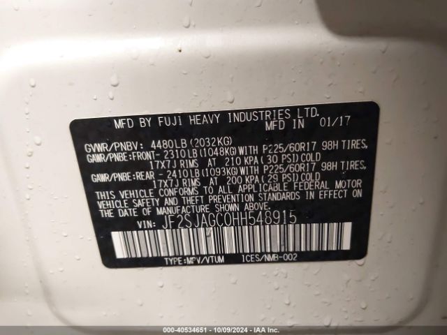 Photo 8 VIN: JF2SJAGC0HH548915 - SUBARU FORESTER 