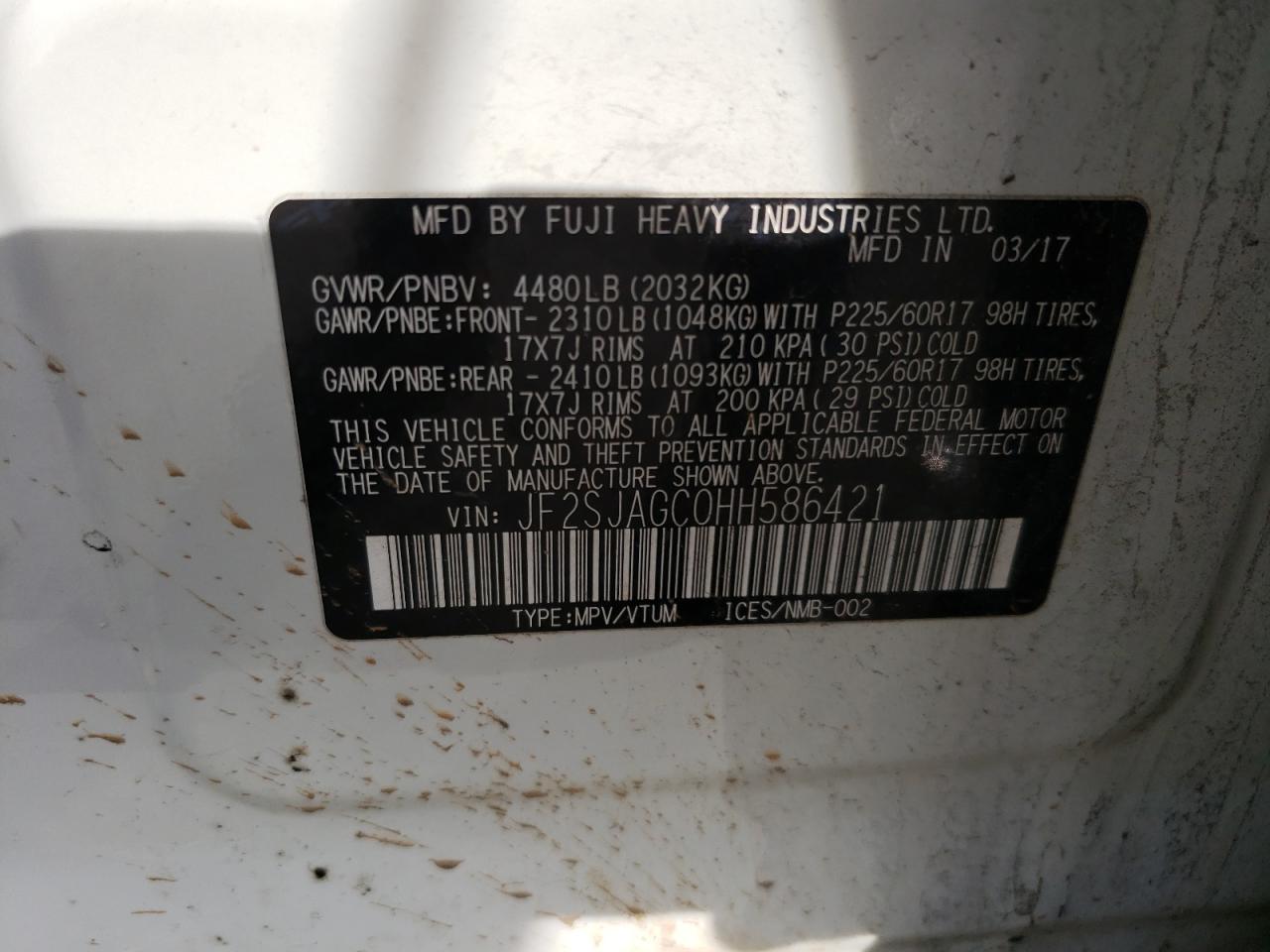 Photo 12 VIN: JF2SJAGC0HH586421 - SUBARU FORESTER 