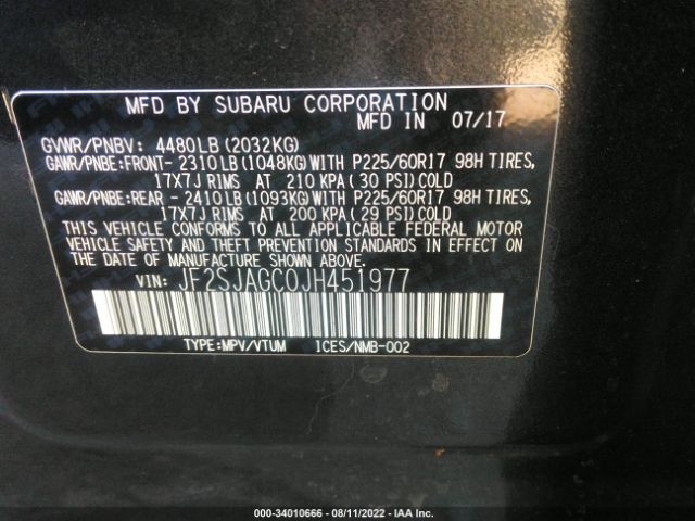 Photo 8 VIN: JF2SJAGC0JH451977 - SUBARU FORESTER 