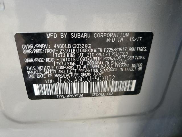 Photo 9 VIN: JF2SJAGC0JH503852 - SUBARU FORESTER 2 