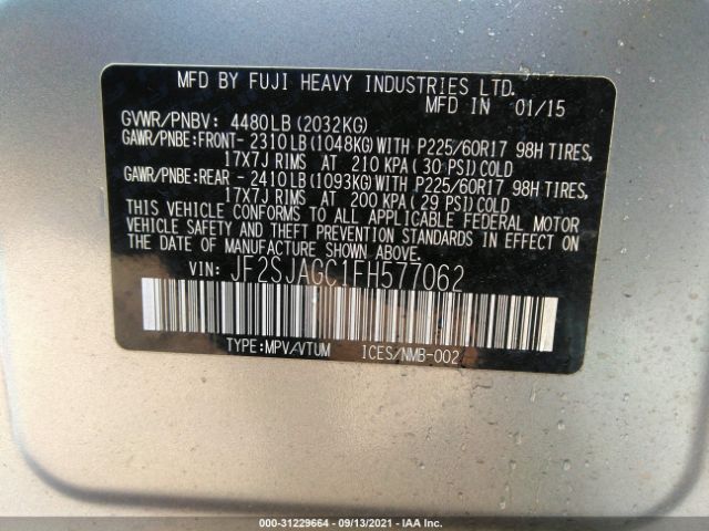 Photo 8 VIN: JF2SJAGC1FH577062 - SUBARU FORESTER 