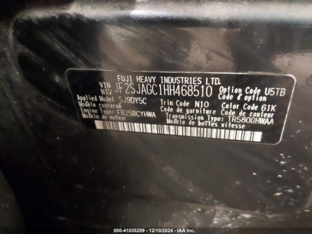 Photo 8 VIN: JF2SJAGC1HH468510 - SUBARU FORESTER 