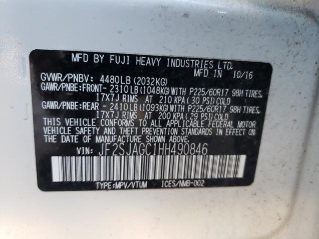 Photo 9 VIN: JF2SJAGC1HH490846 - SUBARU FORESTER 