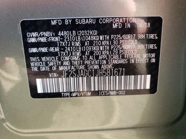 Photo 9 VIN: JF2SJAGC1JH581671 - SUBARU FORESTER 2 