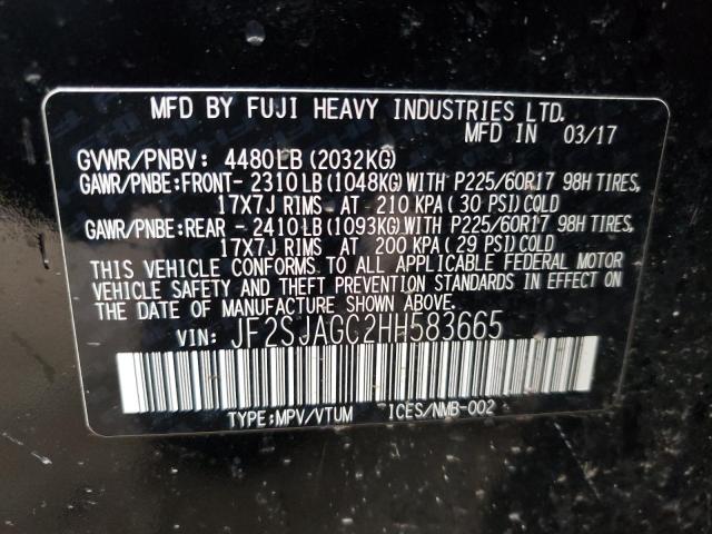 Photo 9 VIN: JF2SJAGC2HH583665 - SUBARU FORESTER 2 