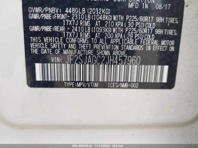 Photo 8 VIN: JF2SJAGC2JH457960 - SUBARU FORESTER 