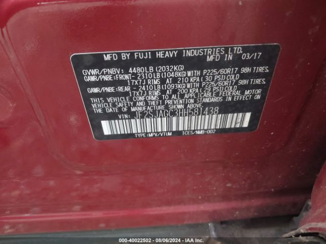 Photo 8 VIN: JF2SJAGC3HH581438 - SUBARU FORESTER 