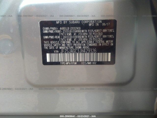 Photo 8 VIN: JF2SJAGC3JH429326 - SUBARU FORESTER 