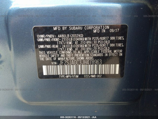 Photo 8 VIN: JF2SJAGC3JH478963 - SUBARU FORESTER 