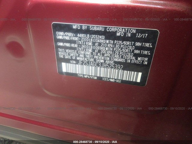 Photo 8 VIN: JF2SJAGC3JH525392 - SUBARU FORESTER 