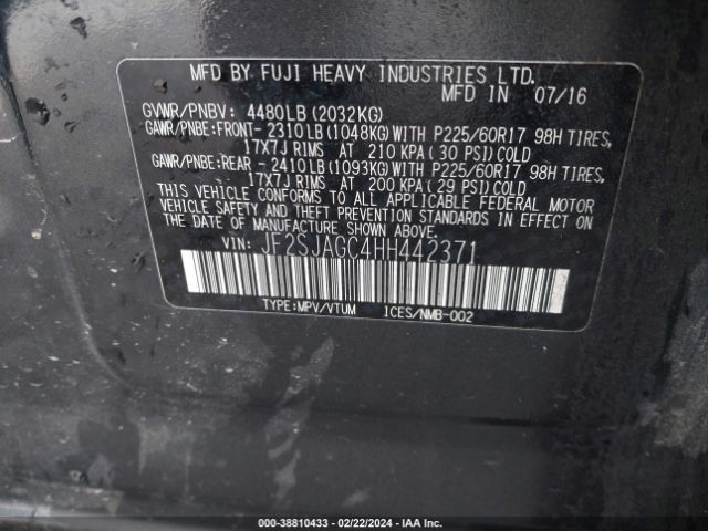 Photo 8 VIN: JF2SJAGC4HH442371 - SUBARU FORESTER 