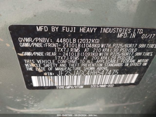 Photo 8 VIN: JF2SJAGC4HH547475 - SUBARU FORESTER 