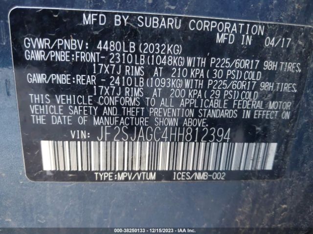 Photo 8 VIN: JF2SJAGC4HH812394 - SUBARU FORESTER 