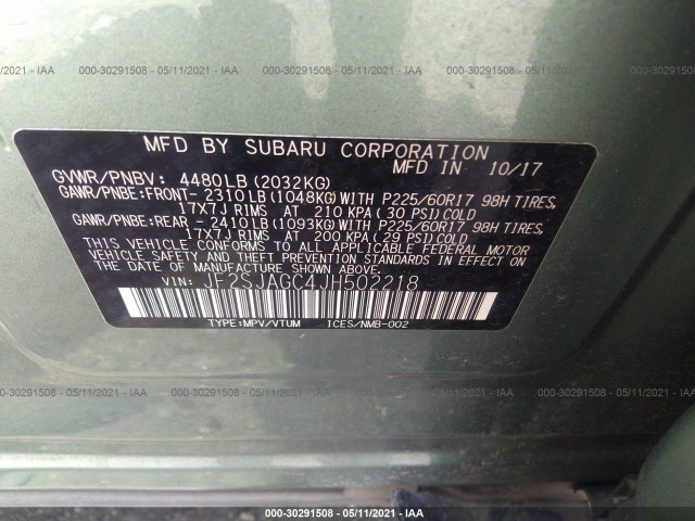 Photo 8 VIN: JF2SJAGC4JH502218 - SUBARU FORESTER 