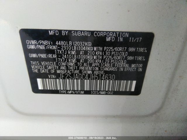 Photo 8 VIN: JF2SJAGC4JH514630 - SUBARU FORESTER 