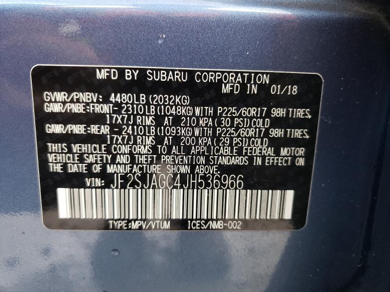 Photo 9 VIN: JF2SJAGC4JH536966 - SUBARU FORESTER 2 