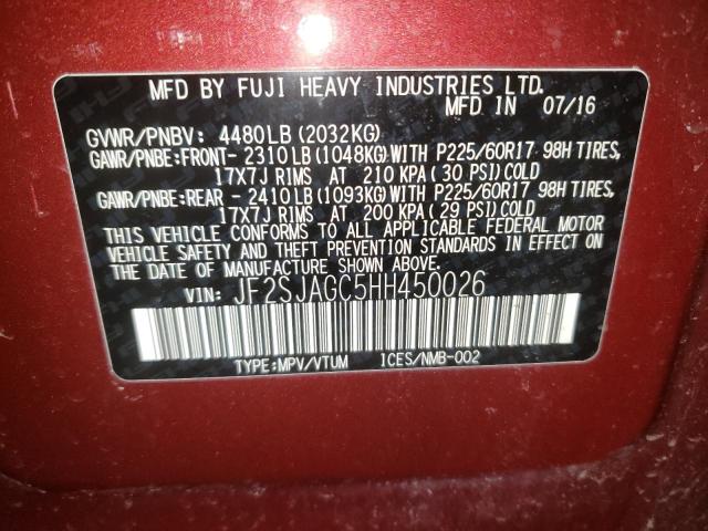 Photo 9 VIN: JF2SJAGC5HH450026 - SUBARU FORESTER 2 