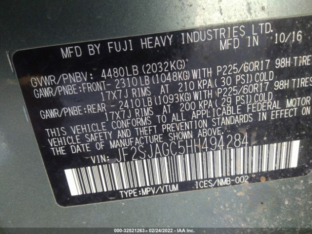 Photo 8 VIN: JF2SJAGC5HH494284 - SUBARU FORESTER 