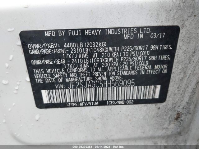 Photo 8 VIN: JF2SJAGC5HH569095 - SUBARU FORESTER 