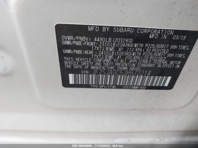 Photo 8 VIN: JF2SJAGC5JH572214 - SUBARU FORESTER 