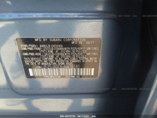 Photo 8 VIN: JF2SJAGC6JH478181 - SUBARU FORESTER 