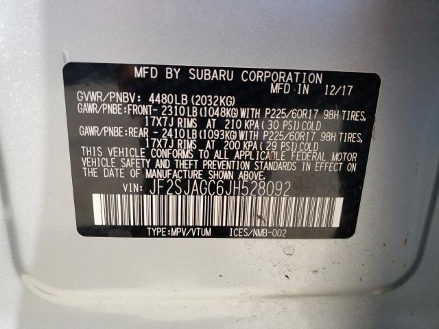 Photo 9 VIN: JF2SJAGC6JH528092 - SUBARU FORESTER 2 