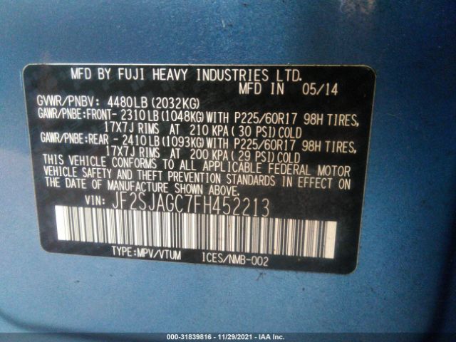 Photo 8 VIN: JF2SJAGC7FH452213 - SUBARU FORESTER 