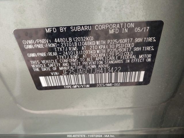 Photo 8 VIN: JF2SJAGC7JH413422 - SUBARU FORESTER 