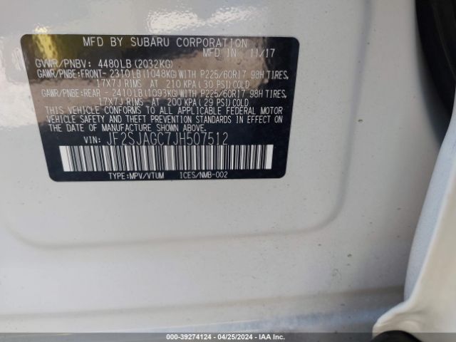 Photo 8 VIN: JF2SJAGC7JH507512 - SUBARU FORESTER 