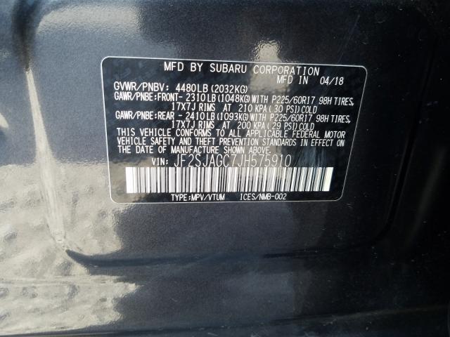 Photo 9 VIN: JF2SJAGC7JH575910 - SUBARU FORESTER 