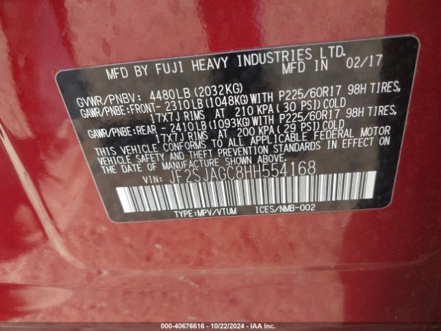 Photo 8 VIN: JF2SJAGC8HH554168 - SUBARU FORESTER 