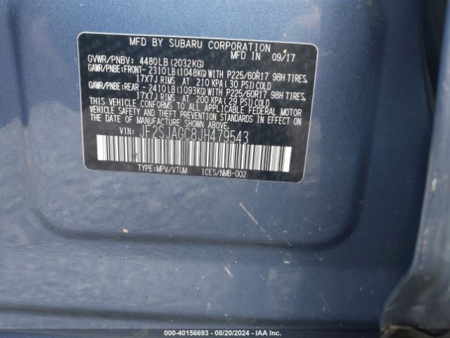 Photo 8 VIN: JF2SJAGC8JH479543 - SUBARU FORESTER 