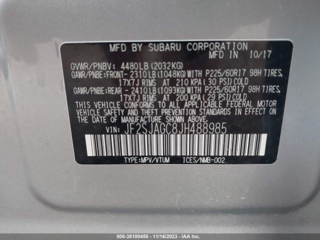 Photo 8 VIN: JF2SJAGC8JH488985 - SUBARU FORESTER 