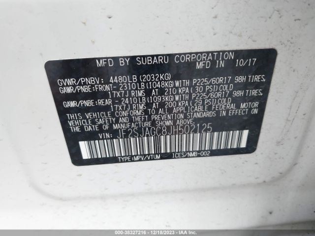 Photo 8 VIN: JF2SJAGC8JH502125 - SUBARU FORESTER 