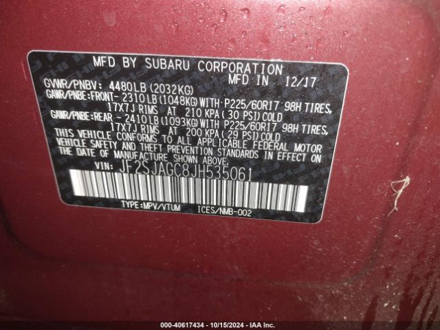 Photo 8 VIN: JF2SJAGC8JH535061 - SUBARU FORESTER 